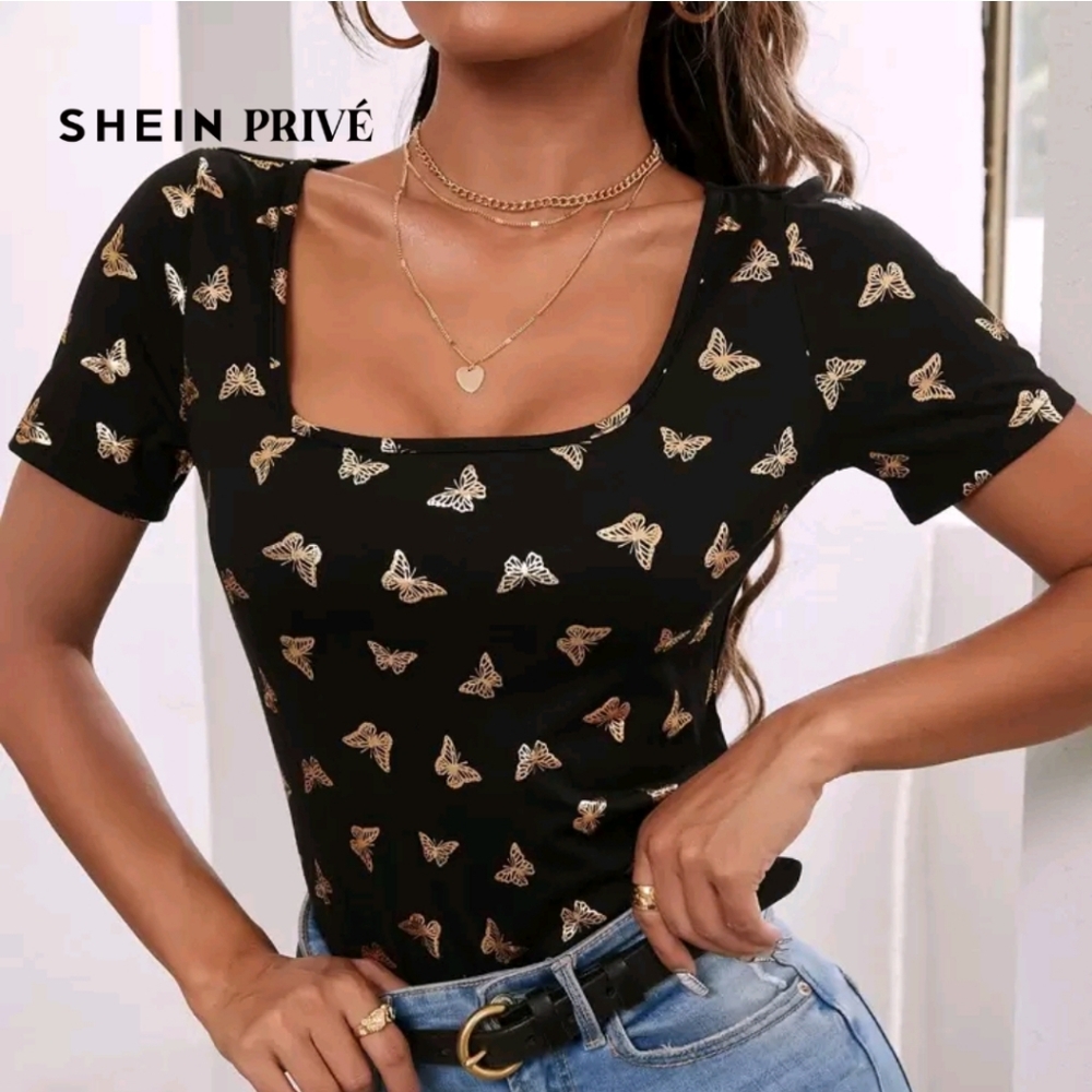 All Over Butterfly Scoop Neck